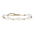 Elegante bracciale con perle d'acqua dolce naturali e sfere in acciaio dorato - YB1113-G / Oro