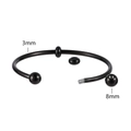 Detalle de aro de herradura negro de 3mm con bola de 8mm y extremo roscado - Brazalete con 2 Cuentas (YB1167BLK-3mm) / Negro