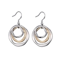 Detail of 925 stamp on tricolor interlocking hoop earrings with hammered texture - Silver Gold Silver Tricolor