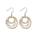 Detail showing interlocking triple-hoop earrings with gold finish and textured silver rings - Gold Silver Gold Tricolor