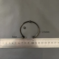Detailed measurement of black stainless steel circular barbell with 2.5mm bar thickness - Bangle With 2 Spacing Beads (YB1167BLK-2.5mm) / Black