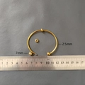 Detail of 2.5mm gold stainless steel flexible bracelet with 7mm ball screw end cap - Bangle With 2 Spacing Beads (YB1167G-2.5mm) / Gold