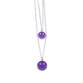 Dettaglio catena argento a due strati con due ciondoli sorriso in smalto viola - Argento-Viola