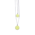 Dettaglio di una collana doppia in acciaio inossidabile con due pendenti smiley gialli - Argento-Verde Chiaro