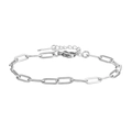 Polished silver paperclip chain bracelet with a lobster clasp and extension link - 10mm Wide Paperclip Bracelet (YB1171S-10mm Steel)