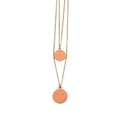 Detalle del collar de doble capa en oro rosa con colgantes de sonrisa naranja - Oro-Naranja