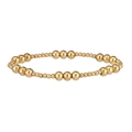 Detail of 18K gold plated stainless steel bracelet with alternating polished beads - 3mm and 6mm Round Beads Alternate Style (YB1169-G)