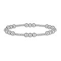 Detalle macro de pulsera de cuentas de plata con esferas metálicas pulidas y brillo - Estilo Alterno de Cuentas Redondas de 3mm y 6mm (YB1169-S) / 18.0cm / Color acero