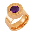 Elegant rose gold ring featuring a purple zircon stone and Greek key pattern design - US 6 / Rose Gold Style (JDLR37R)