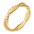 Bague en or 18 carats au design de corde tressée avec des zircons blancs scintillants - US 7 / Or
