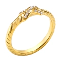 Elegant gold twisted band ring with sparkling pavé X-shaped crystal setting for women - US 6 / Twisted Rope Texture Style (MSXRMW1431G)