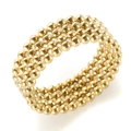 Three-row gold beaded stainless steel ring with a minimalist polished spherical design - US 7 / Gold