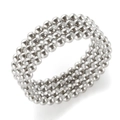 Minimalist four-layer silver bead ring featuring polished metallic finish and geometric lines - US 7 / Steel