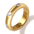 Minimalistischer 18K vergoldeter Ring mit drei funkelnden Zirkonia-Steinen - US 6 / Gold Farbe Weißer Stein