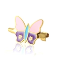 Goldene Schmetterlings-Haarklammer mit rosa-lila Emaille und kleinen Sternen - Brosche / Gold