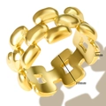 Minimalist 10mm golden link chain ring in polished stainless steel for modern styling - US 6 / Bean Chain Style (R1039G) / Gold