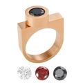 Rose gold stainless steel screw ring with interchangeable black, red, and white stones - US 7 / Rose Gold