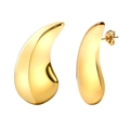 Boucles d'oreilles gouttes dorées minimalistes avec finition métal liquide poli sur blanc - Style Or (E1324G)