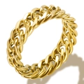 Minimalist golden cuban chain ring made of polished stainless steel for women - US 7 / Cuban Chain Style (R811G) / Gold