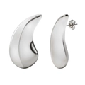 Boucles d'oreilles gouttes en argent poli au fini métallique avec fermoirs papillon - Style Argent (E1324S)