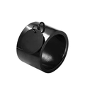 Minimalist wide black stainless steel ring with a small round metal charm pendant - Size 7 / Round Tag Style (MSXRJH00398) / Black