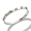 Silver star embossed titanium steel bracelet with sparkling diamond accents - Steel Color Star White Rhinestone Bangle