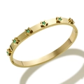 18k gold plated bangle featuring green crystal star charms and a side hinge closure - Gold Color Star Green Rhinestone Bangle