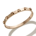 Rose gold plated titanium steel star bangle with crystals and a secure hinge clasp - Rose Gold Color Star White Rhinestone Bangle