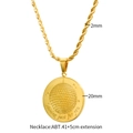 Detail of 20mm gold disco ball pendant on rope chain with shining engraving measurements - Gold Tone Single Sided Round Plate Necklace