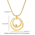 Detailed size view of gold snake chain necklace with dual ring cubic zirconia pendant - Gold Double Circle Necklace