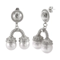 Boucles d'oreilles pendantes élégantes avec perles blanches et tiges métalliques en spirale - Boucles d'Oreilles Pendentif Perle Artificielle Couleur Acier