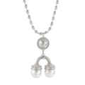Collier de perles argenté avec pendentif en relief et chaîne à grains d'olive - Collier Pendentif Perle de Coquillage Argenté
