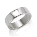 Polished silver heart cutout ring with minimalist wide band and elegant reflection - Size 6 / Wide Band Hollow Heart / Steel