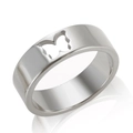 Modern silver finished butterfly cutout ring with wide band and polished surface - Size 6 / Wide Band Hollow Butterfly / Steel
