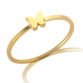 Anillo de mariposa minimalista chapado en oro de 18K con acabado de metal pulido - Talla 6 / Banda Fina Mariposa Sólida / Dorado