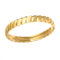 Minimalist 18K gold plated titanium steel ring with elegant spiral twist texture - Full Circular Twisted Texture (501 Gold Bangle)