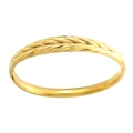 Classic 18K gold plated braided twist bangle in a polished stainless steel finish - Half Wheat Texture and Polished Surface (508 Gold Bangle)