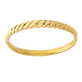 Classic braided and smooth twisted open cuff bracelet in 18K gold-plated titanium steel - Half Twisted Rope Pattern Smooth Surface (514 Gold Bangle)