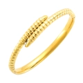 Classic 18K gold plated twisted texture open bangle with woven pattern for women - Wrapped Spiral Scale Texture (533 Gold Bangle)