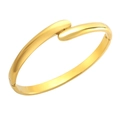 Classic 18K gold plated titanium steel braided twist cuff bracelet in a polished finish - Minimalist Cross Wrap Mirror Finish (531 Gold Bangle)