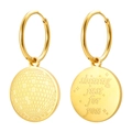 Polished 18K gold stainless steel earrings featuring disco pattern and shining just for you - Gold Disco Ball Engraved Style (MSXEJH1255G)