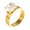 18K gold plated stainless steel dome ring featuring a large oval cubic zirconia gemstone - US 6 / Oval Wide Band Style (MSXRJMG1502G)
