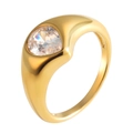 Close-up of 18k gold plated titanium ring featuring a large oval-cut sparkling zircon stone - US 6 / Gold Large Oval Stone Style (MSXRJMG1504G)