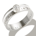 Silver steel ring featuring Roman numerals and a large sparkling center stone - US 6 / Silver