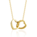 Luxurious 18K gold-plated titanium steel necklace with interlocking double heart pendant - Gold