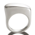 Gepolijste zilveren onregelmatige minimalistische dikke ring van roestvrij staal - US 6 / Zilver