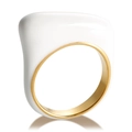 Minimalistische brede onregelmatige ring in wit email en verguld roestvrij staal - US 6 / Wit Email