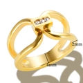 Geometric titanium steel ring with micro-pave zircons and multi-layer cross design - US 6 / Gold