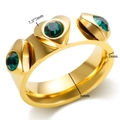 Macro view of 18K gold plated heart ring with green crystals and detailed dimensions - US 6 / Gold-Green Zirconia-Heart