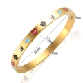 Golden stainless steel oval bangle with colorful heart, star and yin yang icons - Bangle / Bangle / Gold